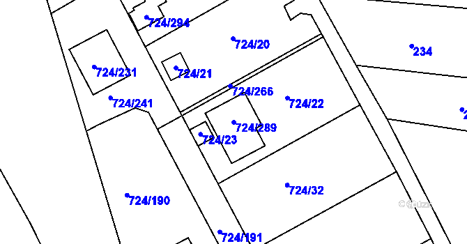 Parcela st. 724/289 v KÚ Spořice, Katastrální mapa