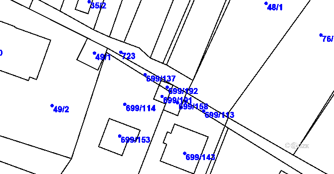 Parcela st. 699/192 v KÚ Spořice, Katastrální mapa