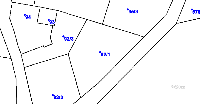 Parcela st. 92/1 v KÚ Spořice, Katastrální mapa