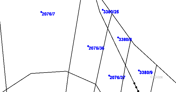 Parcela st. 2076/36 v KÚ Spytihněv, Katastrální mapa