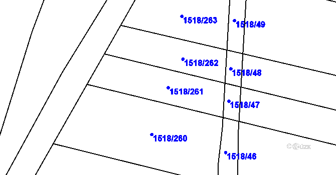 Parcela st. 1518/261 v KÚ Spytihněv, Katastrální mapa