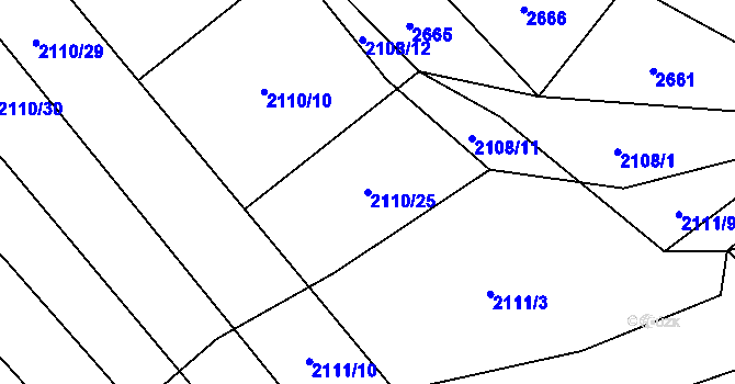 Parcela st. 2110/25 v KÚ Spytihněv, Katastrální mapa