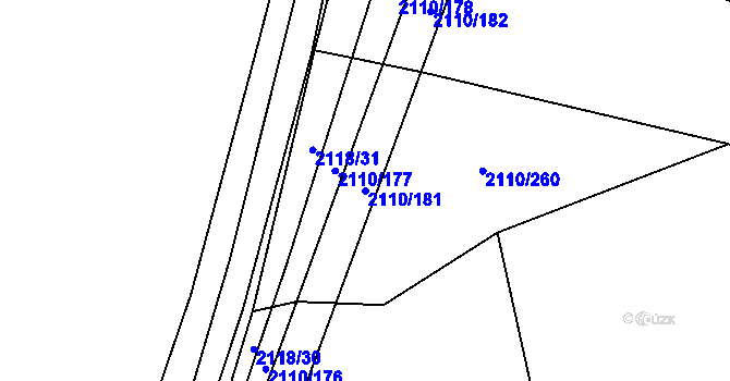 Parcela st. 2110/181 v KÚ Spytihněv, Katastrální mapa
