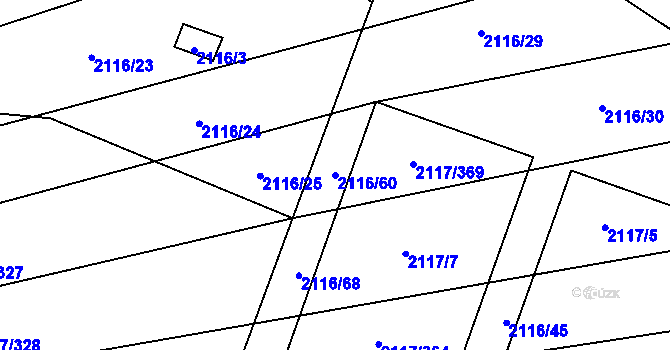 Parcela st. 2116/60 v KÚ Spytihněv, Katastrální mapa