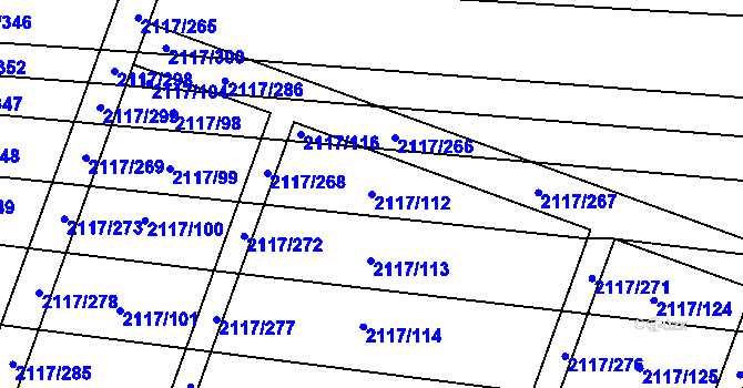Parcela st. 2117/112 v KÚ Spytihněv, Katastrální mapa