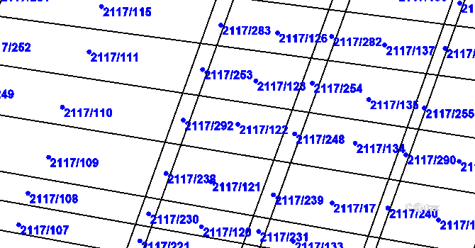 Parcela st. 2117/122 v KÚ Spytihněv, Katastrální mapa