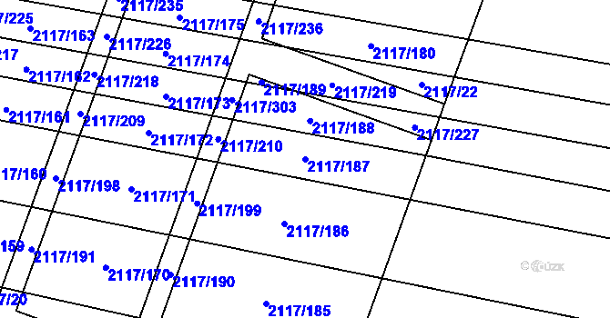 Parcela st. 2117/187 v KÚ Spytihněv, Katastrální mapa