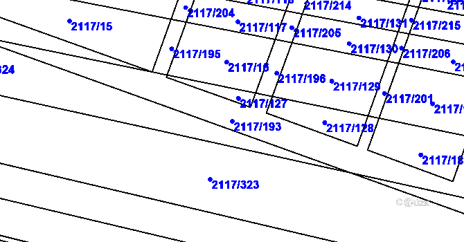 Parcela st. 2117/193 v KÚ Spytihněv, Katastrální mapa