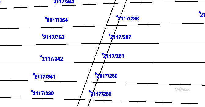 Parcela st. 2117/261 v KÚ Spytihněv, Katastrální mapa