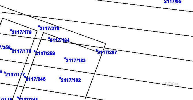 Parcela st. 2117/297 v KÚ Spytihněv, Katastrální mapa