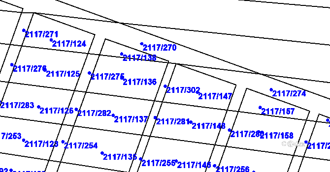 Parcela st. 2117/302 v KÚ Spytihněv, Katastrální mapa