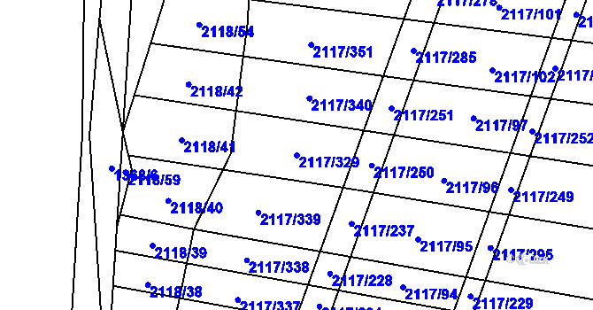 Parcela st. 2117/329 v KÚ Spytihněv, Katastrální mapa