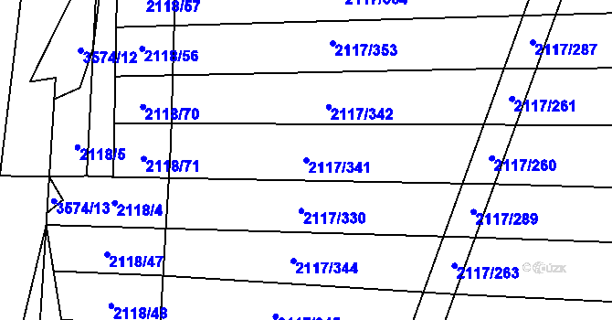 Parcela st. 2117/341 v KÚ Spytihněv, Katastrální mapa