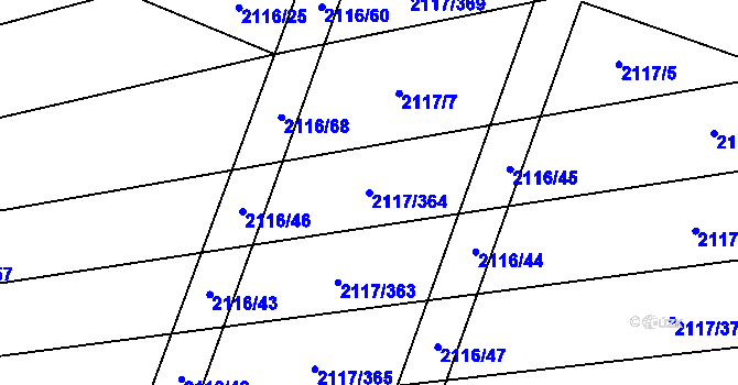 Parcela st. 2117/364 v KÚ Spytihněv, Katastrální mapa