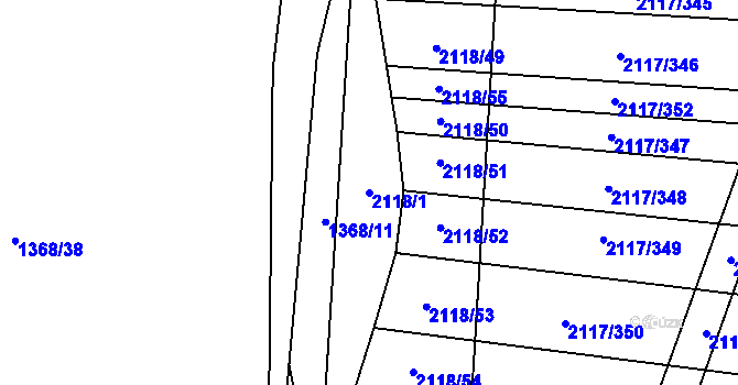 Parcela st. 2118/1 v KÚ Spytihněv, Katastrální mapa