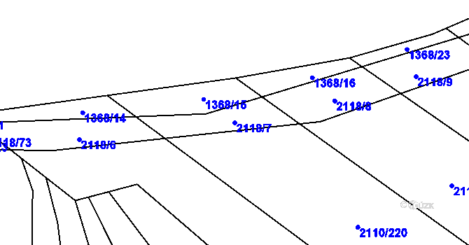 Parcela st. 2118/7 v KÚ Spytihněv, Katastrální mapa