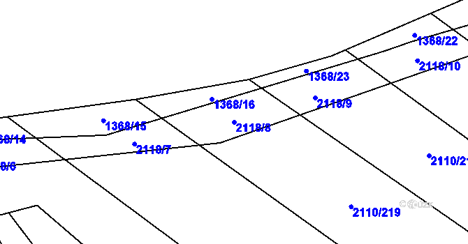 Parcela st. 2118/8 v KÚ Spytihněv, Katastrální mapa