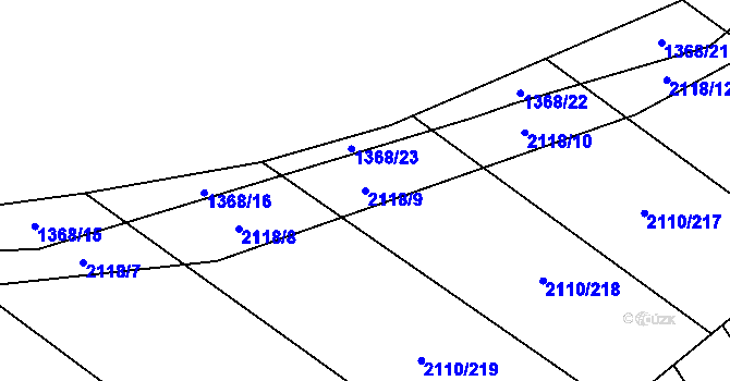Parcela st. 2118/9 v KÚ Spytihněv, Katastrální mapa
