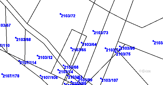 Parcela st. 2103/64 v KÚ Spytihněv, Katastrální mapa