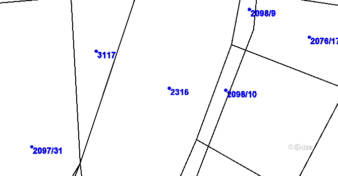 Parcela st. 2316 v KÚ Spytihněv, Katastrální mapa