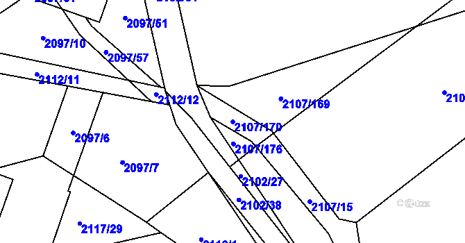 Parcela st. 2107/170 v KÚ Spytihněv, Katastrální mapa