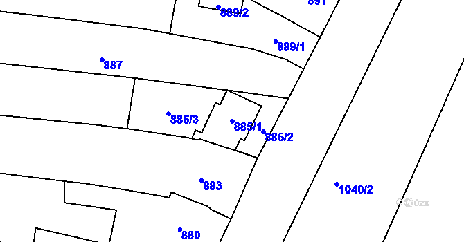 Parcela st. 885/1 v KÚ Spytihněv, Katastrální mapa