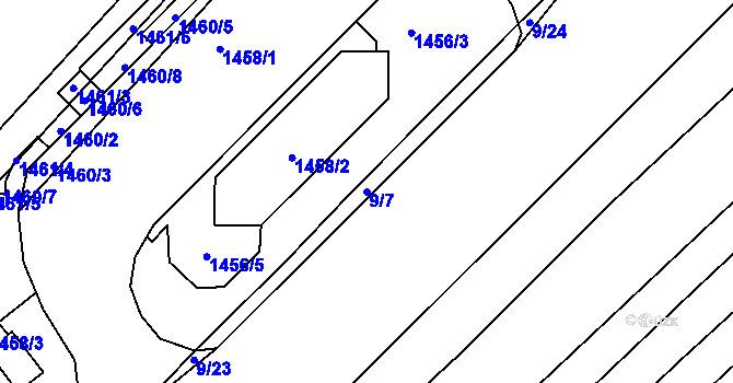 Parcela st. 9/7 v KÚ Spytihněv, Katastrální mapa