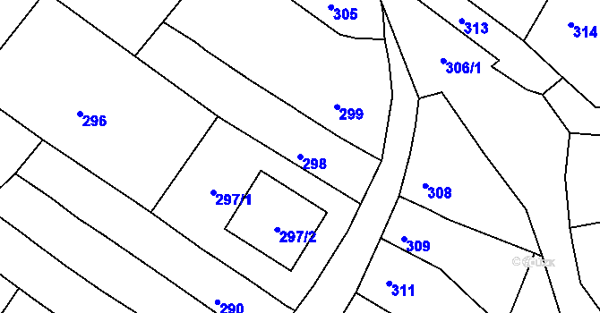 Parcela st. 298 v KÚ Spytihněv, Katastrální mapa