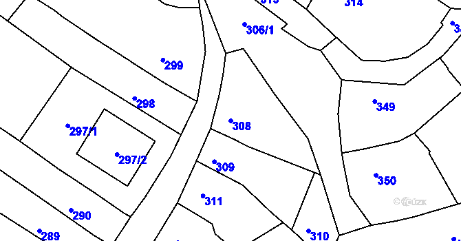 Parcela st. 308 v KÚ Spytihněv, Katastrální mapa