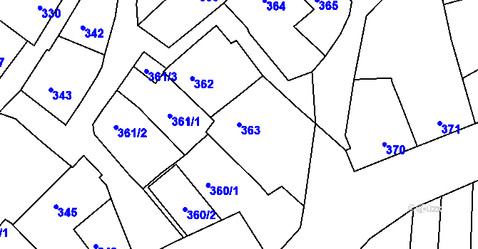 Parcela st. 363 v KÚ Spytihněv, Katastrální mapa
