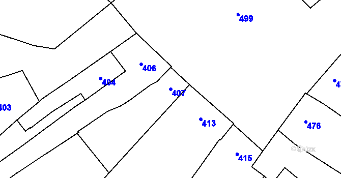 Parcela st. 407 v KÚ Spytihněv, Katastrální mapa