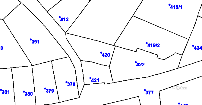 Parcela st. 420 v KÚ Spytihněv, Katastrální mapa