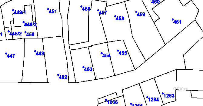 Parcela st. 454 v KÚ Spytihněv, Katastrální mapa