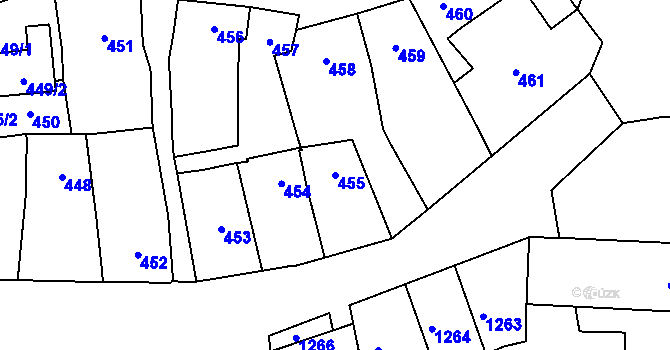 Parcela st. 455 v KÚ Spytihněv, Katastrální mapa