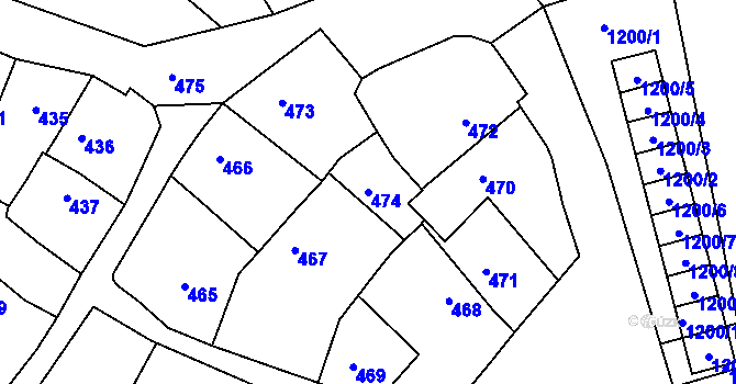 Parcela st. 474 v KÚ Spytihněv, Katastrální mapa