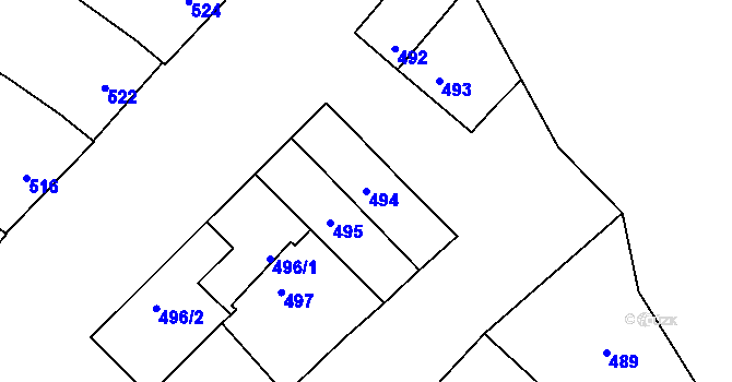 Parcela st. 494 v KÚ Spytihněv, Katastrální mapa