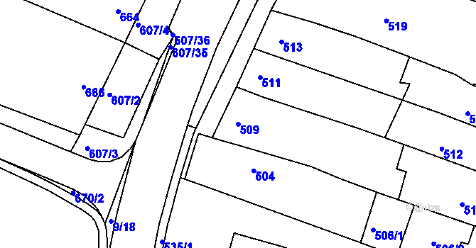 Parcela st. 509 v KÚ Spytihněv, Katastrální mapa