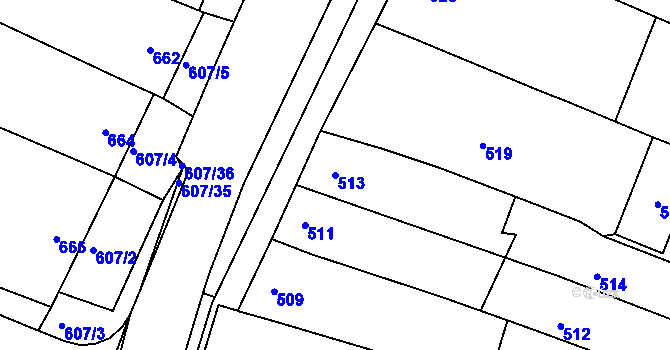 Parcela st. 513 v KÚ Spytihněv, Katastrální mapa