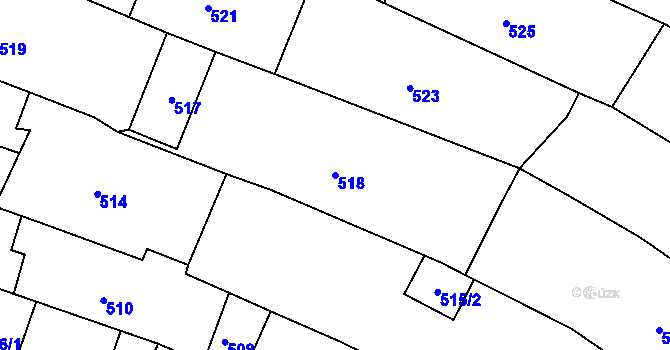 Parcela st. 518 v KÚ Spytihněv, Katastrální mapa