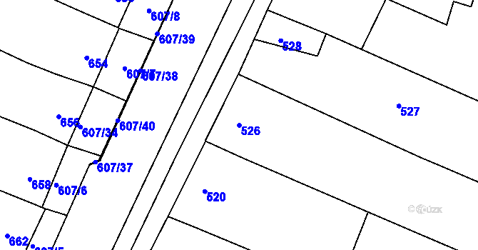 Parcela st. 526 v KÚ Spytihněv, Katastrální mapa