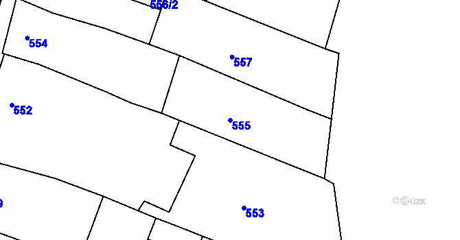 Parcela st. 555 v KÚ Spytihněv, Katastrální mapa