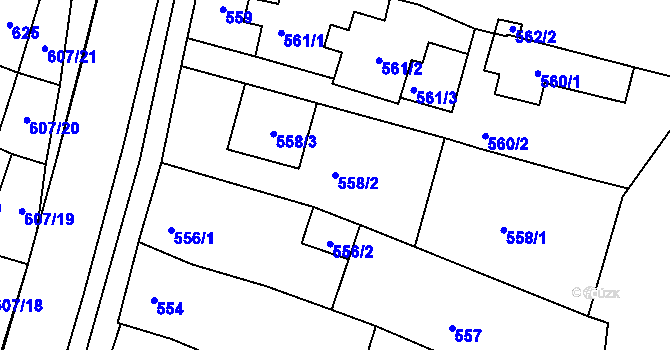 Parcela st. 558/2 v KÚ Spytihněv, Katastrální mapa