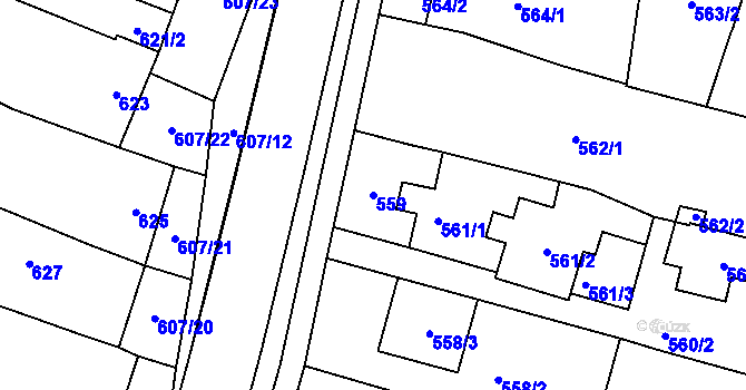 Parcela st. 559 v KÚ Spytihněv, Katastrální mapa
