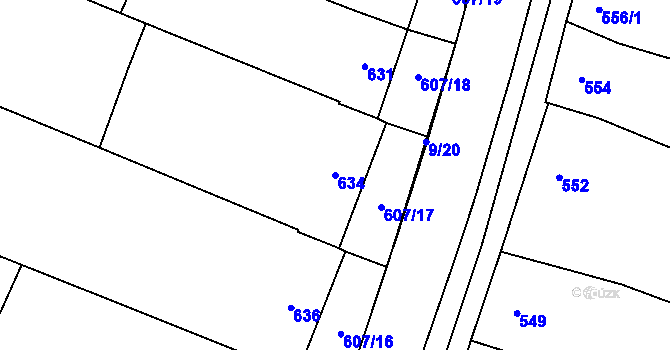 Parcela st. 634 v KÚ Spytihněv, Katastrální mapa