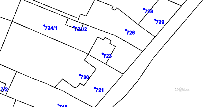 Parcela st. 723 v KÚ Spytihněv, Katastrální mapa