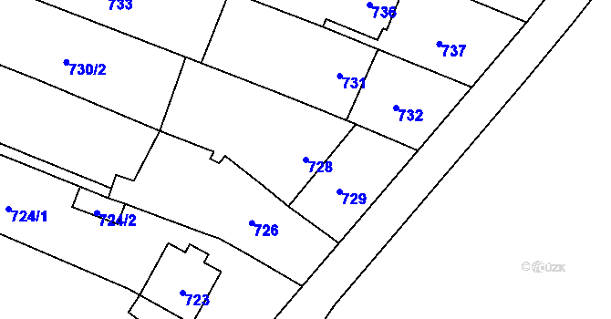 Parcela st. 728 v KÚ Spytihněv, Katastrální mapa