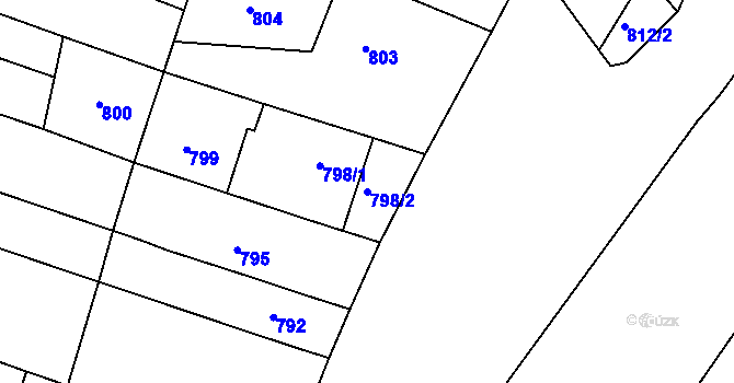 Parcela st. 798/2 v KÚ Spytihněv, Katastrální mapa