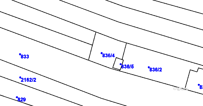 Parcela st. 836/4 v KÚ Spytihněv, Katastrální mapa