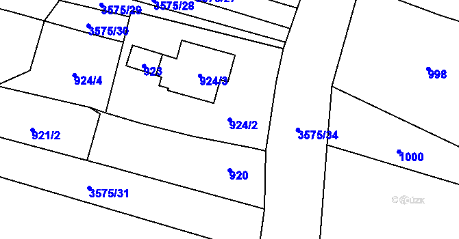 Parcela st. 924/2 v KÚ Spytihněv, Katastrální mapa