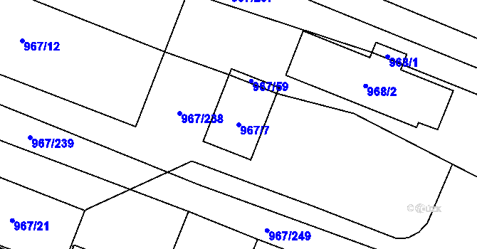 Parcela st. 967/7 v KÚ Spytihněv, Katastrální mapa